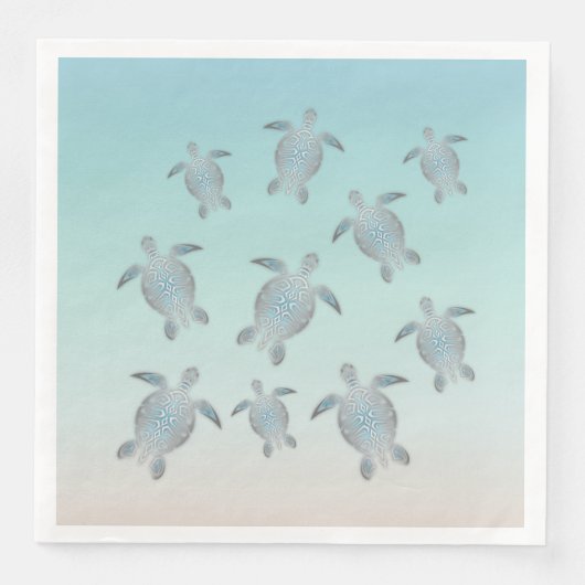 Silberne Schildkröten Strand Stil Serviette (Vorderseite)