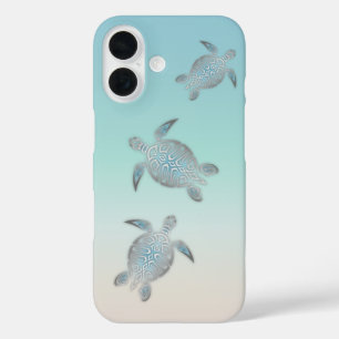 Silberne Schildkröten Strand Stil Türkis Küste iPhone 16 Hülle