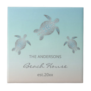Silberne Schildkröten Strandstil Fliese