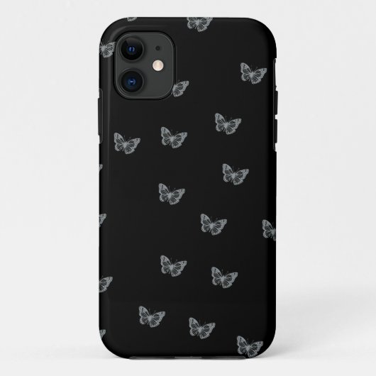 Silberne Schmetterlinge Case-Mate iPhone Hülle (Rückseite)