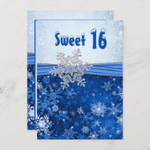 Silberne Schneeflocke auf blauem Party des Einladung (Vorne/Hinten)