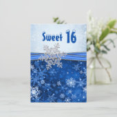 Silberne Schneeflocke auf blauem Party des Einladung (Stehend Vorderseite)