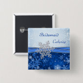 Silberne Schneeflocke auf blauer Button (Vorne & Hinten)
