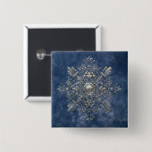 Silberne Schneeflocke Button (Vorne & Hinten)