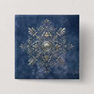 Silberne Schneeflocke Button
