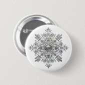 Silberne Schneeflocke Button (Vorne & Hinten)