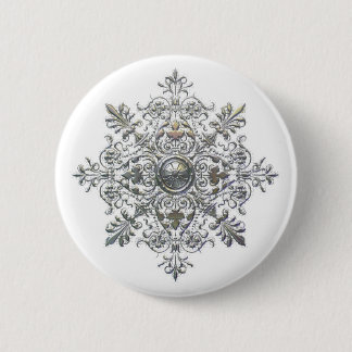 Silberne Schneeflocke Button