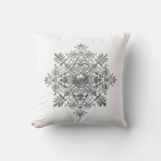 Silberne Schneeflocke Kissen (Vorderseite)