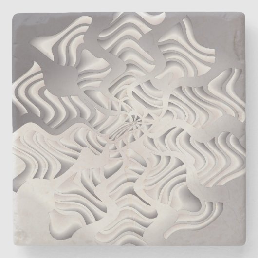 silberne Schneeflocke Steinuntersetzer (Vorderseite)