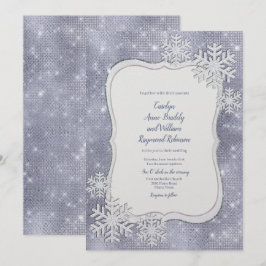Silberne Schneeflocke-Winter-Hochzeit Einladung