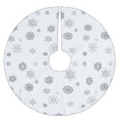 Silberne Schneeflocken Polyester Weihnachtsbaumdecke (Vorderseite)