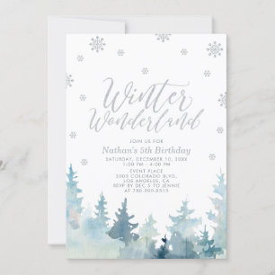 Silberne Schneeflocken Winter Wonderland 5. Geburt Einladung