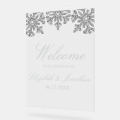 Silberne Schneeglöckchen Winterhochzeit Acrylschild (Winkel)