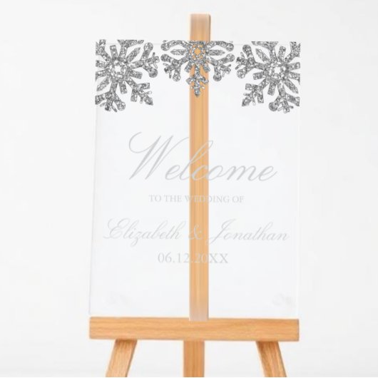 Silberne Schneeglöckchen Winterhochzeit Acrylschild