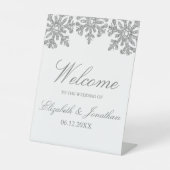 Silberne Schneeglöckchen Winterhochzeit Sockelschild (Vorderseite)