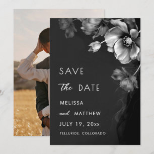 Silberne schwarze Blumenhochzeit Save The Date