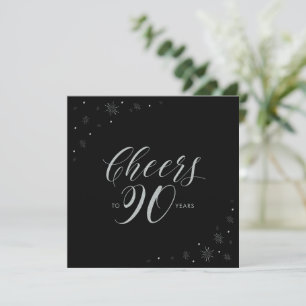 Silberne & schwarze Cheers 90. Geburtstagsfeier Ka Einladung