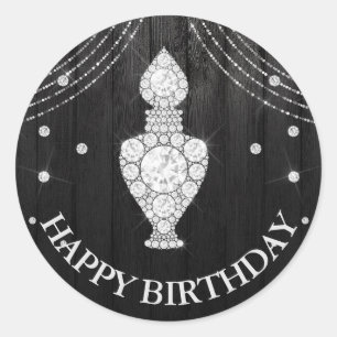 Silberne schwarze Diamant Parfümflasche Alles Gute Runder Aufkleber