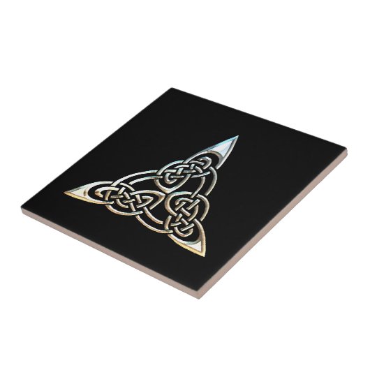 Silberne schwarze Dreieck-Spiralen-keltischer Fliese (Seite)