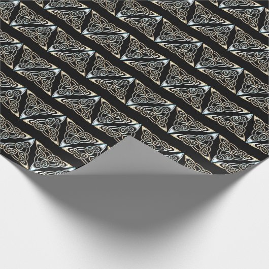 Silberne schwarze Dreieck-Spiralen-keltischer Geschenkpapier (Ecke)