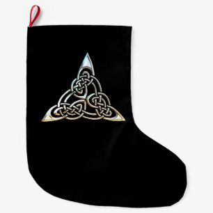 Silberne schwarze Dreieck-Spiralen-keltischer Großer Weihnachtsstrumpf