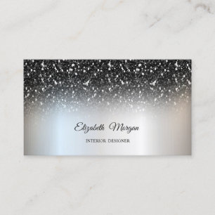 Silberne schwarze Glitter-Pailletten elegant profe Visitenkarte