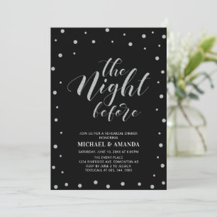 Silberne & schwarze moderne Typografie Probe-Dinne Einladung