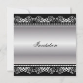 Silberne schwarze Spitze | irgendeine Gelegenheit Einladung (Vorderseite)
