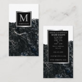 Silberne schwarze, stilvolle Friseursalon Visitenk Visitenkarte (Vorne/Hinten)