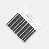 Silberne schwarze Streifen Hochzeit Serviette (Ecke)