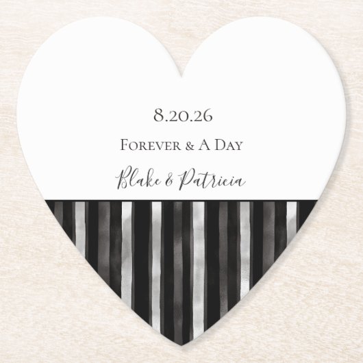 Silberne schwarze Streifen Hochzeit Untersetzer (Vorderseite)