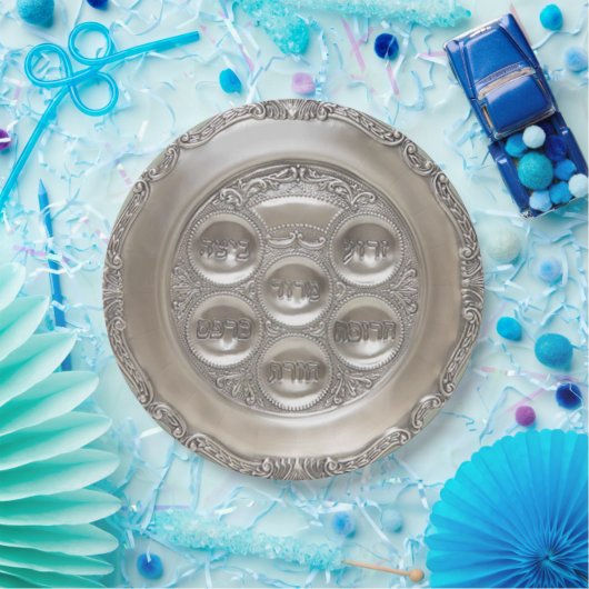 Silberne Seder Platte Pappteller (Party)