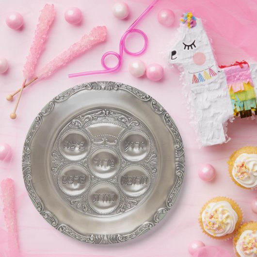 Silberne Seder Platte Pappteller (Party)