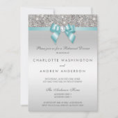 Silberne Sequins-aquamarines Einladung (Vorderseite)