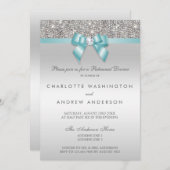 Silberne Sequins-aquamarines Einladung (Vorne/Hinten)