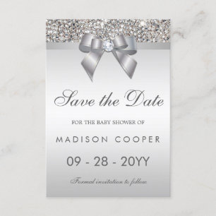 Silberne Sequins Bling Bogen-Save the Date Save The Date