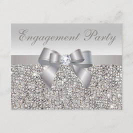 Silberne Sequins-, Bogen-u. Diamant-DruckVerlobung Einladung