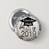 Silberne Sequins-Klasse von Abschluss-Knopf 2019 Button (Vorne & Hinten)