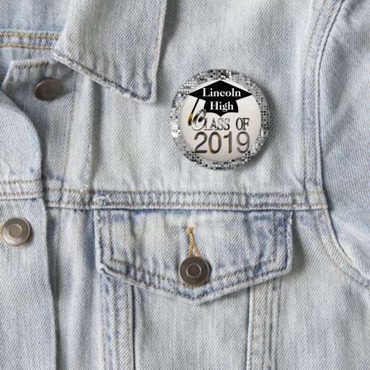 Silberne Sequins-Klasse von Abschluss-Knopf 2019 Button (Beispiel)
