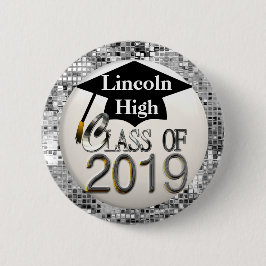 Silberne Sequins-Klasse von Abschluss-Knopf 2019 Button