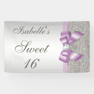 Silberne Sequins-lila Imitat beugt Bonbon 16 Banner