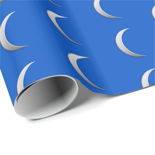 Silberne sichelförmige Monde - Geschenkpapier (Rolleneckpunkt)