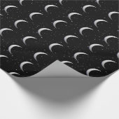 Silberne sichelförmige Monde - sternenklarer Geschenkpapier (Ecke)