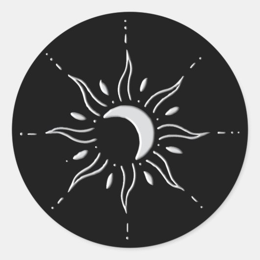 Silberne Sonne  Runder Aufkleber (Vorderseite)