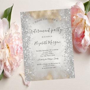 Silberne Sparkle-Diamanten Gold Glitter Ruhestand Einladung