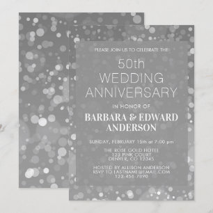 Silberne Sparkle Glitter 50. Hochzeitstag Einladung