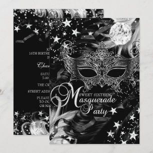 Silberne Sparkle-Maske Sternennacht Masquerade Swe Einladung