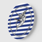 Silberne Speerfisch-Schwertfische auf Große Wanduhr (Winkel)