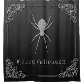 Silberne Spinne Halloween Duschvorhang (Vorderseite)