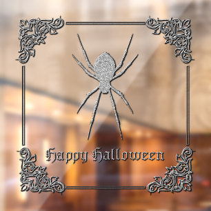 Silberne Spinne Halloween Fensteraufkleber